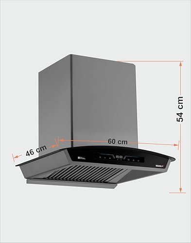 Image of Sujata 60cm Auto Clean Kitchen Chimney | 15 Years BLDC Motor Warranty & 5 Years Comprehensive Warranty | 11 Gesture & Touch Control, Powerful Suction, Low Noise, Wall Mounted, LED Panel(Quartz-Black)