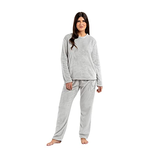 PimpamTex Pyjama Velours Femme Hiver Doux et Chaud, Ensemble T-shirt et Pantalon Très Confortable pour Dormir -, Gris Perla, S Cover
