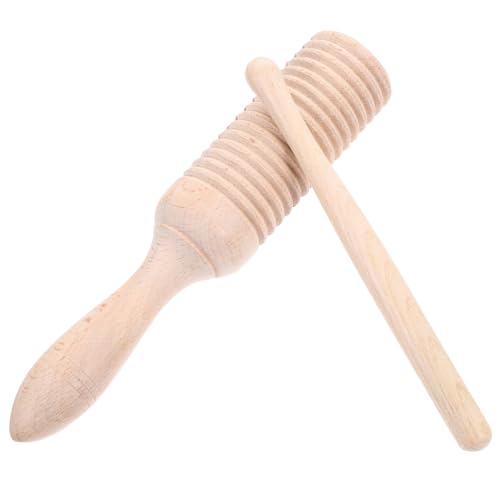 Kisangel 2Pcs Wood Guiro Percussion Instrument Set for Kids Toddlers Educational Musical Toy Promotes Rhythm Development and Parent-Child Interaction