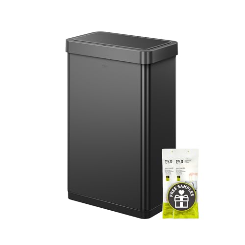EKO Mirage X 80 Liter / 21.1 Gallons Motion Sensor Trash Can, Automatic Large Kitchen Trash Can Touchless, Stainless Steel, Matte Black by EKO - Used condition - CA$146.14