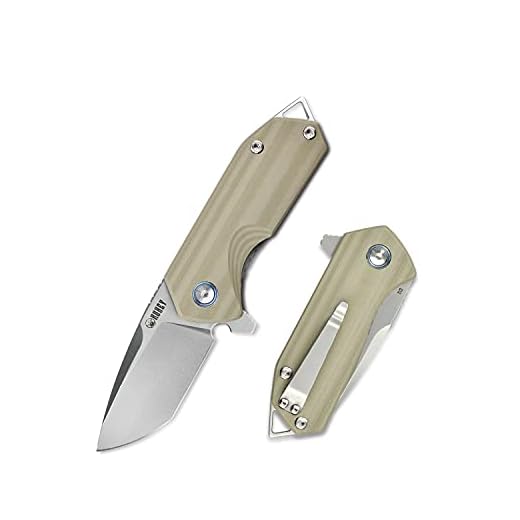 KUBEY Chubby KU203 Folding Pocket Knife Compact Everyday Carry with 2.4" Tanto Balde and G10 Handle with Flipper Open for Camping Hunting and Outdoor (Beige)