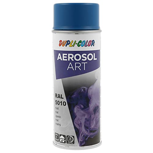 DUPLI-COLOR AEROSOL ART RAL 5010 enzianblau matt 400 ml, Spraylack für vielseitigen Einsatz, schnelltrocknend, hohe Deckkraft, für Innen- und Außenbereiche geeignet