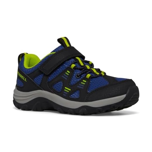 Merrell Trail Chaser 2 Hiking Shoe, Black/Blue/Lime, 5 US Unisex Big Kid