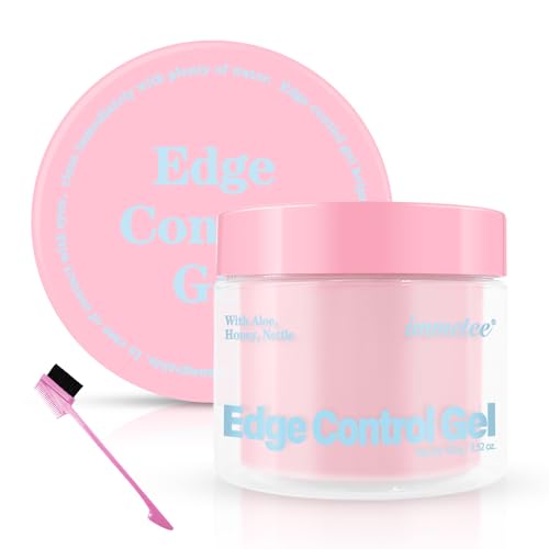 immetee Edge Control Gel with Brush Hair Styling Gel Flyaway Hair Tamer Edge Control Gel for Afro Hair.100g 3.52 oz (Pink-Watermelon)