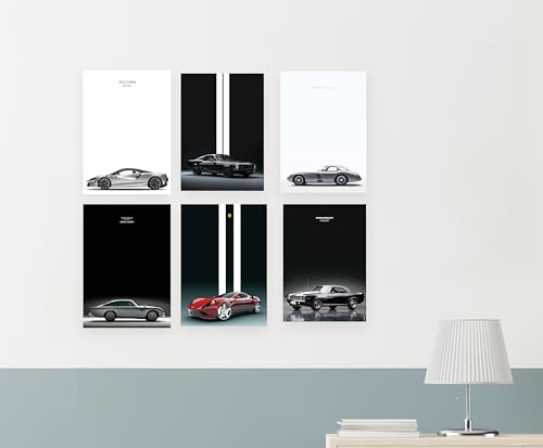 Image of Live Mad Live Crazy (LMLC) Super Cars Vertical Wall Paper Poster Pack - Set of 6, A4 Size, 9x12 inch Unframed Art Prints - Home, Bedroom, Living Room & Decor - Aesthetic, Matt Finish, No Frame