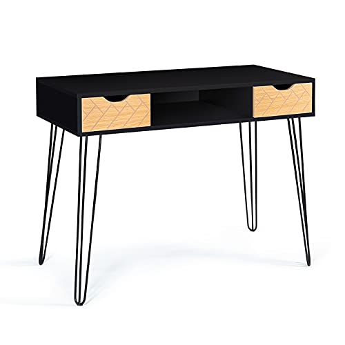 IDMarket - Bureau d'appoint Console Vintage Leoni 2 tiroirs Motifs Graphiques