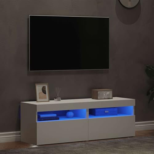 Meuble TV gain de place blanc pour petits espaces LED