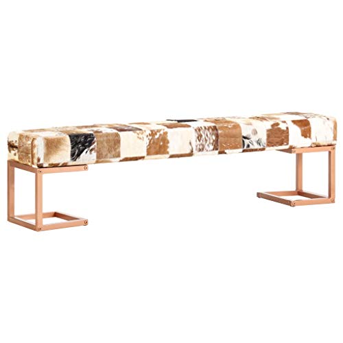 MUSEVANE Banc 160 cm Marron Patchwork Cuir véritable de chèvre