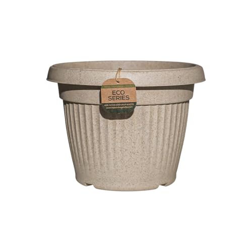 Image of Harshdeep Flower Pots for Home Decoration - Bello - Indoor Living Room Balcony Garden Decorative Round Earth Friendly 10 Inch Planter Made of Bamboo and Rice Husk Recyclable Set of 4 (Cream)