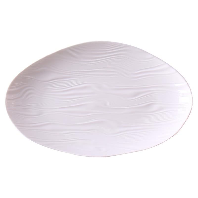 Talerz obiadowy Talerz obiadowy Białe porcelanowe owalne talerze na ryby podszkliwne, głębokie talerze owocowe do użytku domowego, talerze do układania w stos