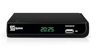 TELE System Decoder Digitale Terrestre HD TS6819 T2HEVC, DVB-T2 HEVC 10 Bit, HDR HLG, AUTOSCAN, LCN, Lettore Multimediale, EPG Guida TV, Telecomando Incluso, Ricevitore TV Digitale Terrestre