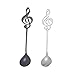 YARNOW Vajilla 2 cucharas de café de Acero Inoxidable con patrón de Notas Musicales, Cuchara de Postre Cuchara de Mesa para Cocina, Fiesta, Bar (Color Original + Negro)