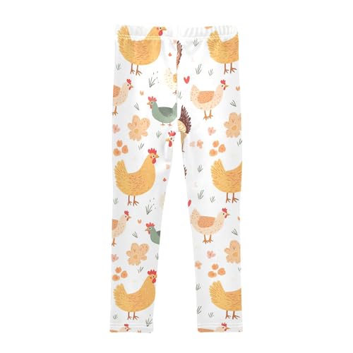 Farm Chicken Girls Leggings,Workout Leggings for Girls Toddler Athletic Legging Size for 3-10T2