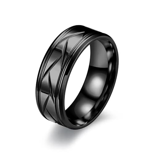 Image of Fashion Frill Black Michelin Ring | Simple Stainless Steel Ring | Mens Black Ring | Minimalist Black Ring | Mens Black Band | Gift for Him
