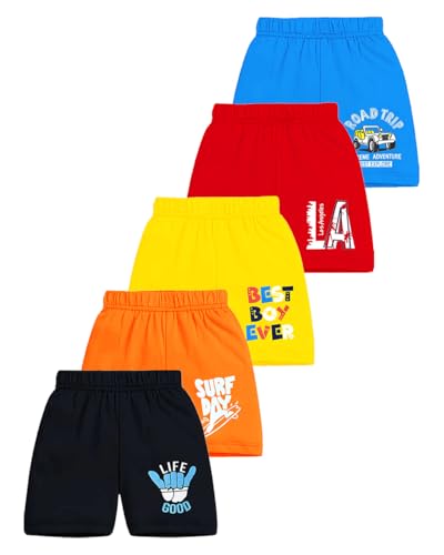 Image of Kuchipoo Boys Regular Fit Cotton Shorts - Pack of 5