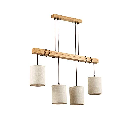 GENGJ Lámpara Colgante Moderna Tela De Madera Tejido Textil Lámpara Colgante Altura Ajustable Araña Colgante Pantalla De Tela Lámpara De Araña Lámpara De Tela Lámpara De Cocina Lámpara