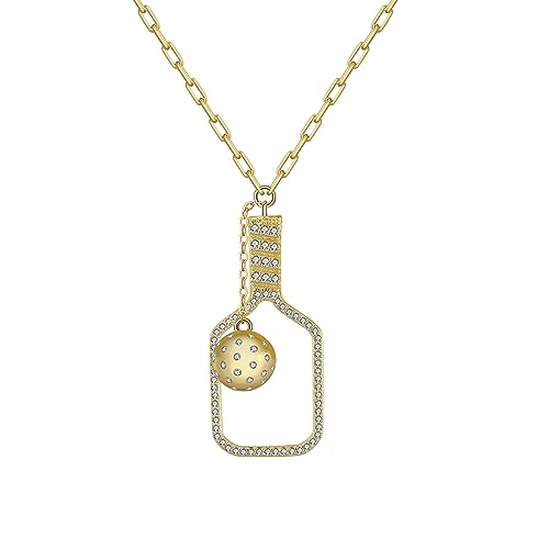 14K Gold Picklebelle The Volley Plus Crystals Charm Necklace in 925 Sterling Silver, Sterling Silver, Cubic Zirconia