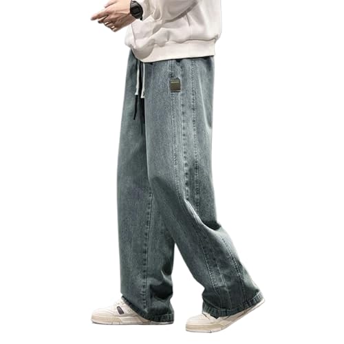 Autumn Wide Leg Jean Pants Men Trousers Solid Color Loose Casual Straight Pants - Main Image