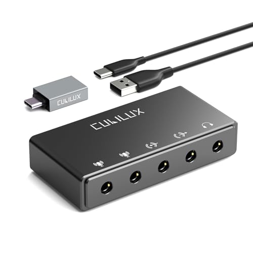 Cubilux 5-Kanal USB Audio Schnittstelle für Aufnahme, Streaming,USB auf 3,5 mm Soundkarte mit...