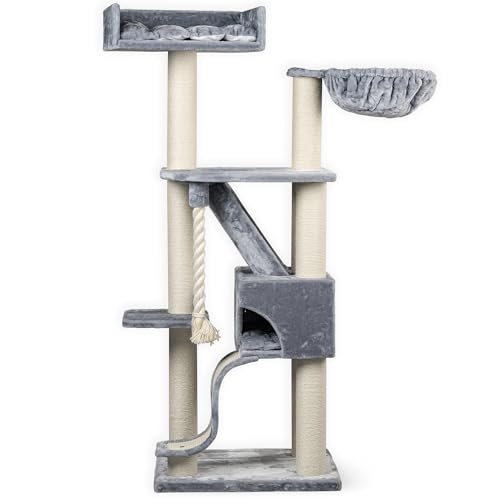 Arbres à Chat RHRQuality pour Grands Chats - Kilimandjaro de Luxe - 195 cm de Haut - avec poteaux...