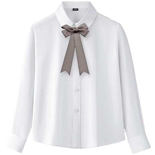 2 Pcs Kids Girls Long Sleeve Button Up School Uniform Shirts With Skirt Set Outfit2