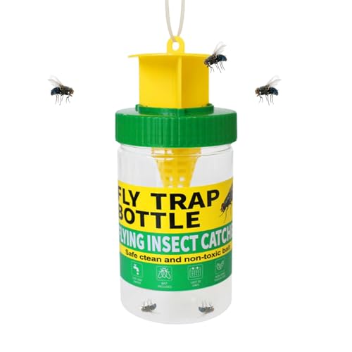 屋外用ハエ取り、再利用可能なハエ取り ハエトラップジャー ハエバッグ 再利用可能 使いやすい 環境に優しい ゴミ箱農場用繰り返される屋外サスペンション - ハンティングハエのボトルは、裏庭、テラス、ゴミ箱、農場、納屋などに掛けることができます。