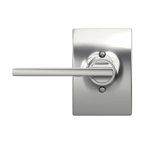 Image of SCHLAGE Latitude Non-Turning Dummy Door Handle, Reversible, Bright Chrome | Non-turning dummy lever door handle with no latch or lock, Decorative pull, One sided, Easy to install, Certified durability