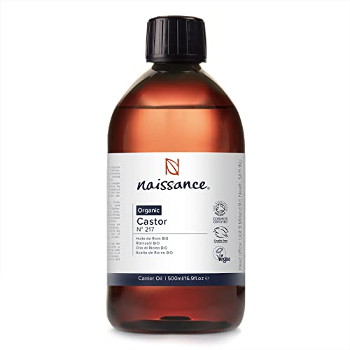 Naissance Aceite de Ricino BIO Puro Prensado en Frio (No. 217) 500ml - Hidratante Nutritivo Natural Pelo Piel Uñas Cejas Pestañas Ojos - Ideal Para Masaje Corporal Facial Crecimiento Barba - Vegano