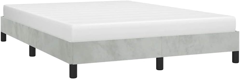 Light Grey Velvet Bed Frame Full Size Platform Foundation with Slatted Durable Sturdy Frame No Box Spring Needed Easy Assembly for Modern Minimalist Bedroom Furniture