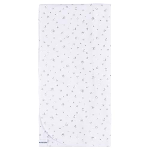 Image of Gerber Unisex Baby 100% Cotton Flannel Receiving Blankets 30x30 Inches (Pack of 4), Celestial, One Size