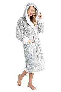 CityComfort Robe de Chambre Femme - Peignoir en Polaire Femme S-XL (Gris Deux Tons, XL)