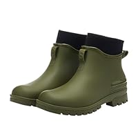 Women's Wellington Boots Ankle Boots Rain Boots Fashion Rain Boots Ankle Boots Garden Boots Rubber Ankle Boots Non-Slip Garden Shoes Rain Shoes Wellington Boots, Green, 5