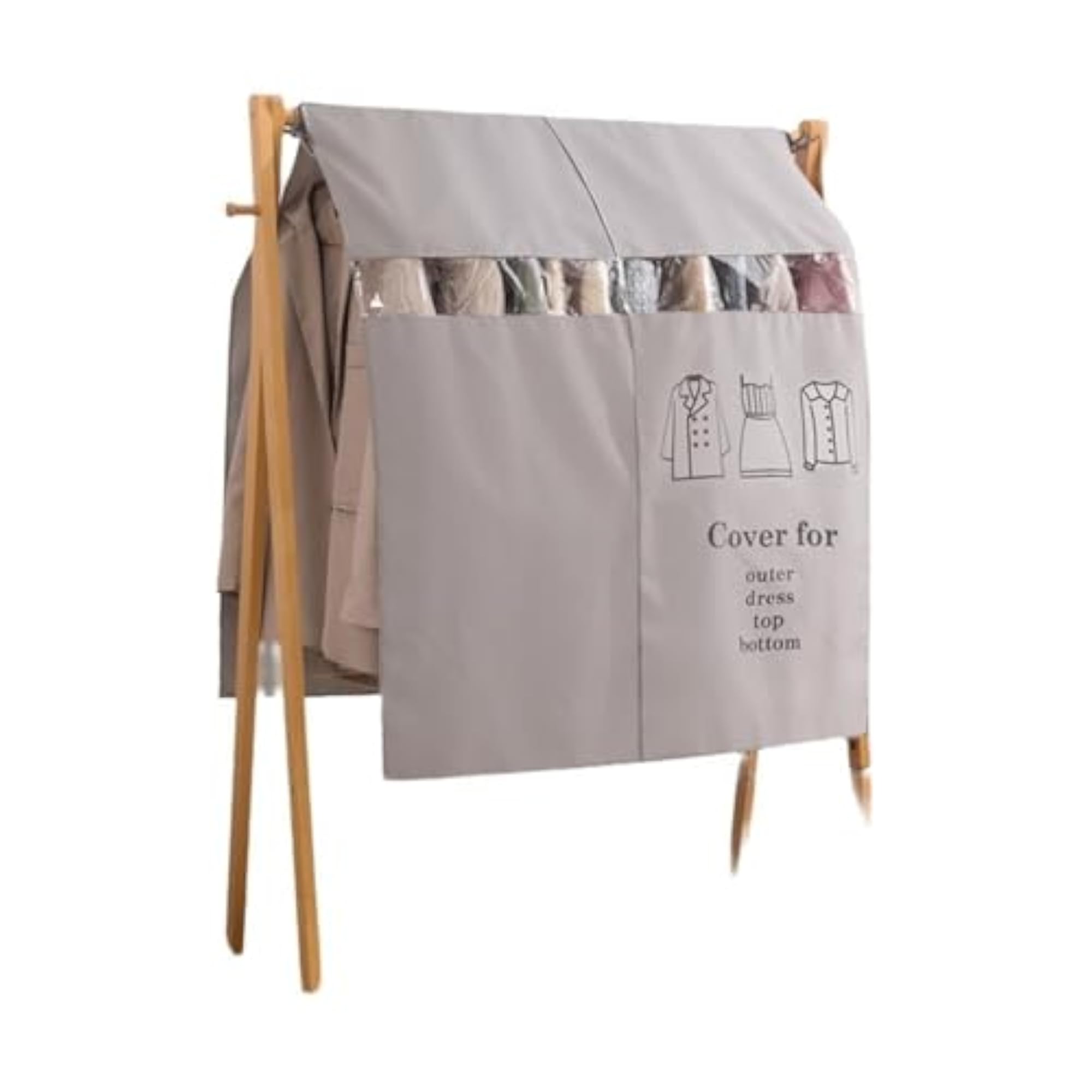 Garment Bag, Hanging Clothes Cover, Breathable, Closet Storage Grey 110X120Cm