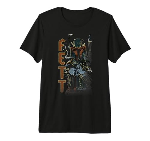 T-shirt Star Wars Fett Dark Portrait Premium en coton noir pour homme