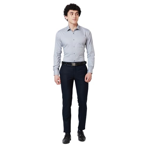 Image of Park Avenue Men's Poly Wool Blend Structure Pattern Super Slim Fit Flat Front Formal Trouser