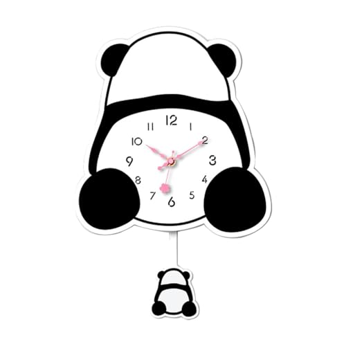 LOOM TREE® Panda Pendulum Wall Clock Animal Silent Clock for Kitchen Dining Room Indoor Style C Deal