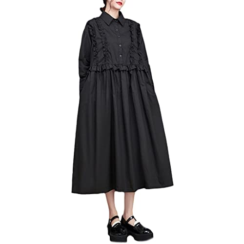 Robe vintage en coton noir contre le froid du printemps