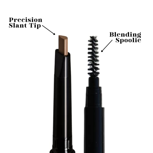 Private Society Cosmetics Luxury Beauty Products - On Point Retractable Brow Definer - Water Resistant Smudge Proof Precision Slant Tip Eyebrow Pencil & Spoolie Brush - Microblading Alternative, Taupe #TOP4