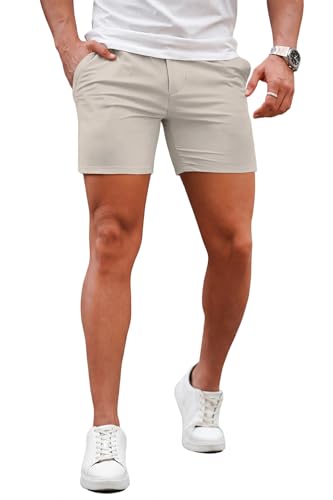 Image of GINGTTO Mens Slim Fit Shorts Plaid Chino Short Tapered Leg Skinny Stretch