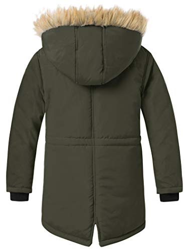 Zshow Boys' Hooded Outerwear Jacket Waterproof Thick Padded Snow Coat(Army Green,10-12) #TOP1
