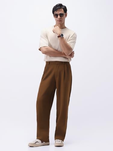 Image of Urbano Fashion Men's Loose Baggy Fit Solid Korean Pants Stretchable