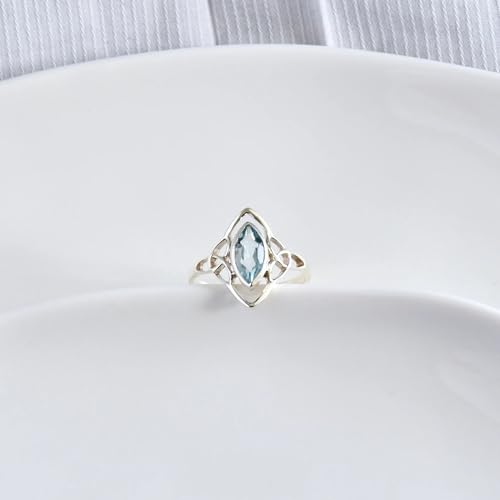 Bague topaze bleue avec nœud celtique en argent 925 - 5