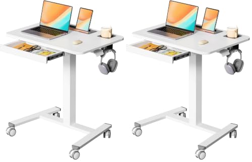 Image of 28 inch Mobile Standing Desk with Drawer, Portable Laptop Desk (Pack of 2)