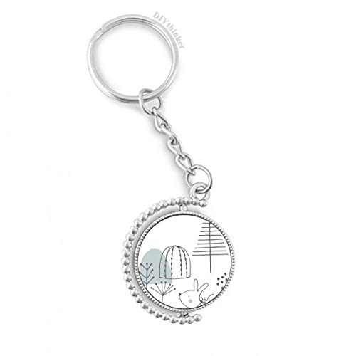 Llavero giratorio DIYthinker con patrón de perrito de la colina y anillo resistente