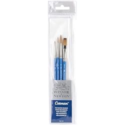 Winsor & Newton Cotman Short Handle Brushes, Set of 4, (Round 1, 4, & 6, One Stroke 3/8