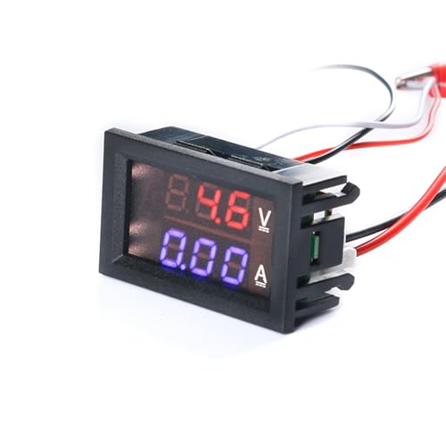 Image of 3 Pack 0.28 inch Digital Voltmeter Ammeter DC 100V 10A Amp Voltage Current Meter Tester 3 Bits Blue + Red Dual LED Display Panel with Connect Wires