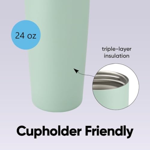 Image of Water Tumbler 900ml | FreeSip Dual Spout with Straw & Chug, Leak Proof Lock Lid | BPA Free Reusable Steel Tumbler | Cup Holder Friendly | Travel & Office (Eucalyptus)