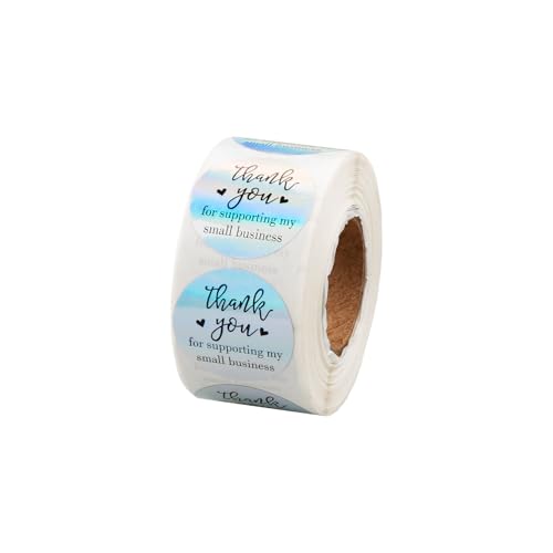 Tabanzhe Thank You Sticker Roll-500PCS Thank You for Supporting My Small Business Labels Stickers Self Adhesive Sparkling Colorful Tag Stickers for Gift Wrapping Baking Retailers Shops Decor