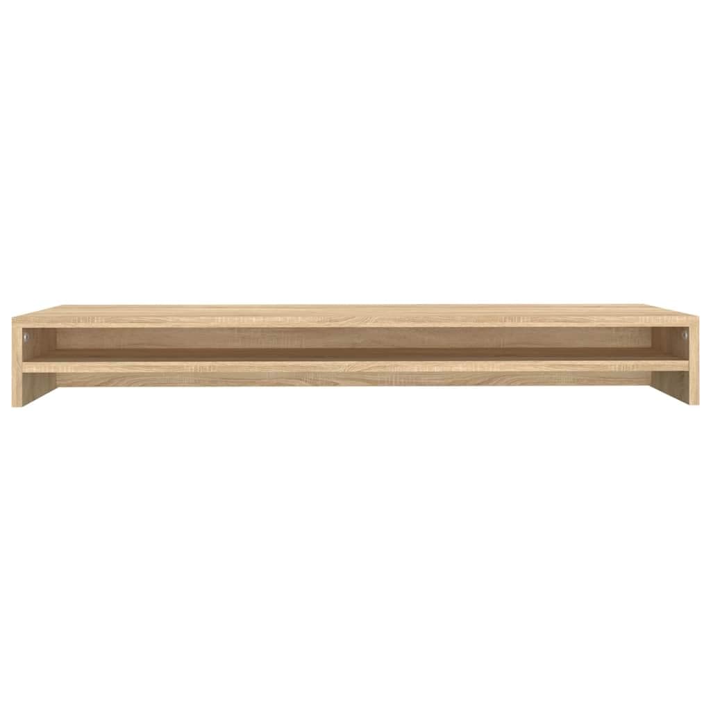 Supporto per monitor in rovere Sonoma, 100 x 24 x 13 cm, con ripiano, ergonomico per PC e gioco, salvaspazio, per scrivania e ufficio, adatto per TV a schermo piatto e schermo