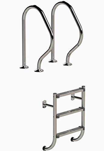 Ideal Eichenwald Geteilte 3- stufige Tiefbeckenleiter Schwimmbadleiter Poolleiter Edelstahlleiter Leiter